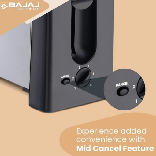 Bajaj ATX 3 750-Watt Pop-up Toaster | 2-Slice Automatic Pop up Toaster| Dust Cover & Slide Out Crumb Tray | 6-Level Browning Controls | 2 Year Warranty by Bajaj | Black/Silver Electric Toaster - Image 4